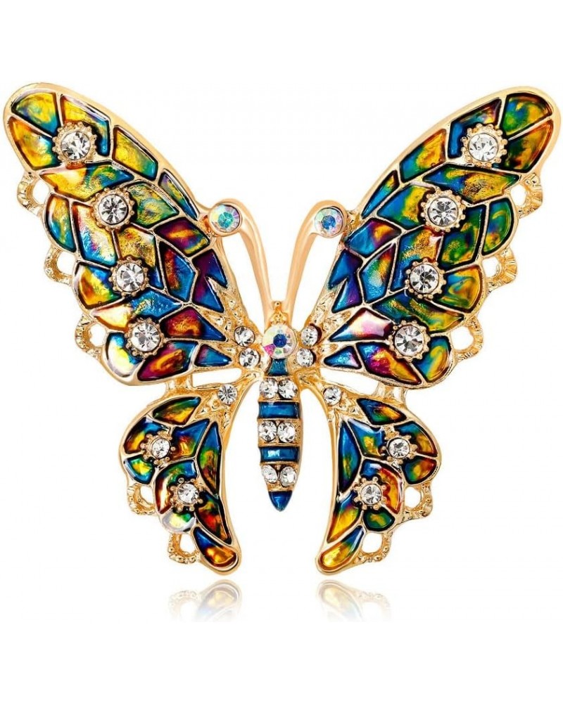 Butterfly Gold Brooch for Women Wedding Jewelry Gifts,Rhinestone Crystal Brooch Pin Cute Butterfly Brooch Shawl Pin for Women...