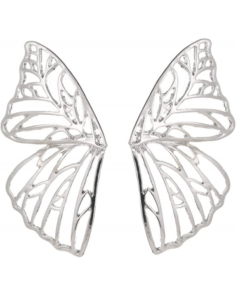 Large Butterfly Wings Earrings, Dainty Butterfly Wing Stud Earrings for Women Girls Fairy Style Jewelry Silver $4.90 Earrings