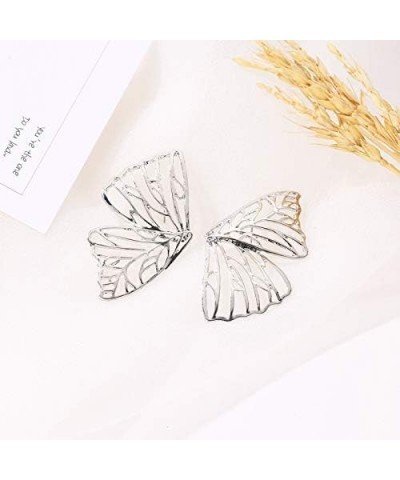 Large Butterfly Wings Earrings, Dainty Butterfly Wing Stud Earrings for Women Girls Fairy Style Jewelry Silver $4.90 Earrings