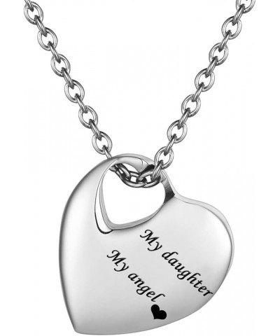 Heart Pendant Cremation Urn Necklace Stainless Steel Keepsake Waterproof Memorial Jewelry My Daughter My Angel $9.87 Necklaces