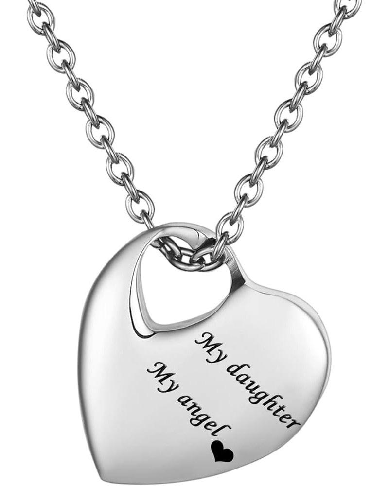 Heart Pendant Cremation Urn Necklace Stainless Steel Keepsake Waterproof Memorial Jewelry My Daughter My Angel $9.87 Necklaces