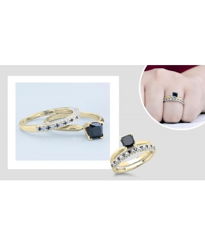 1.50 Carat (ctw) 14K Gold Princess Cut Black & Round White Diamond Bridal Engagement Ring Set 1 1/2 CT Yellow Gold $391.80 Sets