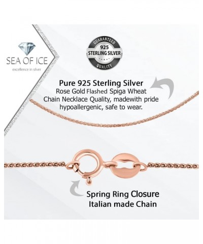 Italian Spiga Wheat Chain Necklace – Silver Chain Necklace for Women and Men – 925 Sterling Silver Spring Ring Locked Jewelry...