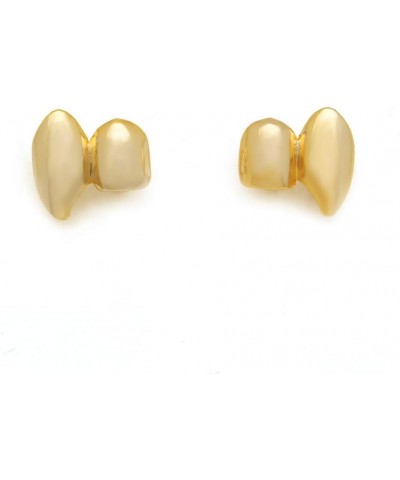 2 Pcs 18K Gold Plated Double Tooth Cap Hip Hop Teeth Grillz Vampire Fangs Grills Set for Men and Women Rapper Cosplay Costume...