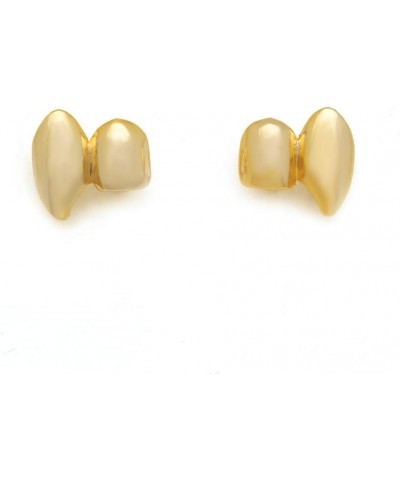 2 Pcs 18K Gold Plated Double Tooth Cap Hip Hop Teeth Grillz Vampire Fangs Grills Set for Men and Women Rapper Cosplay Costume...