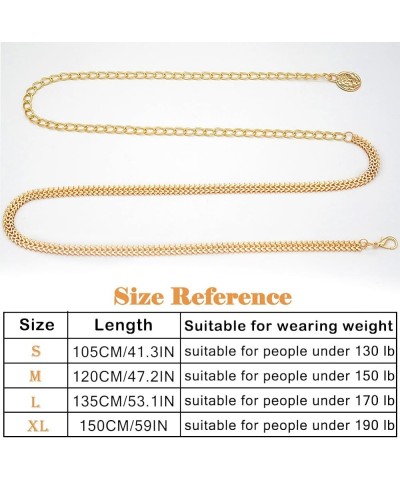 Waist Chain for Women Metal Belly Chain Waist Belt Accessory Gold 02 S: 41.3 in/105 cm $10.06 Body Jewelry