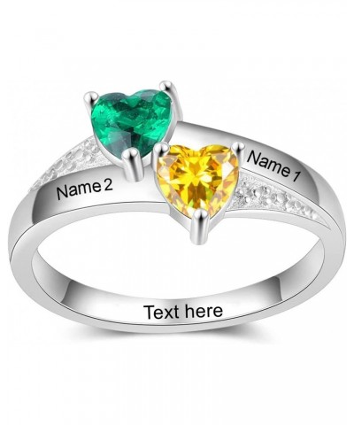 Personalised Promise Rings for Women Engraved 2-8 Names and Birthstones Heart Ring Ring for Grandmother Family Rings Gifts fo...