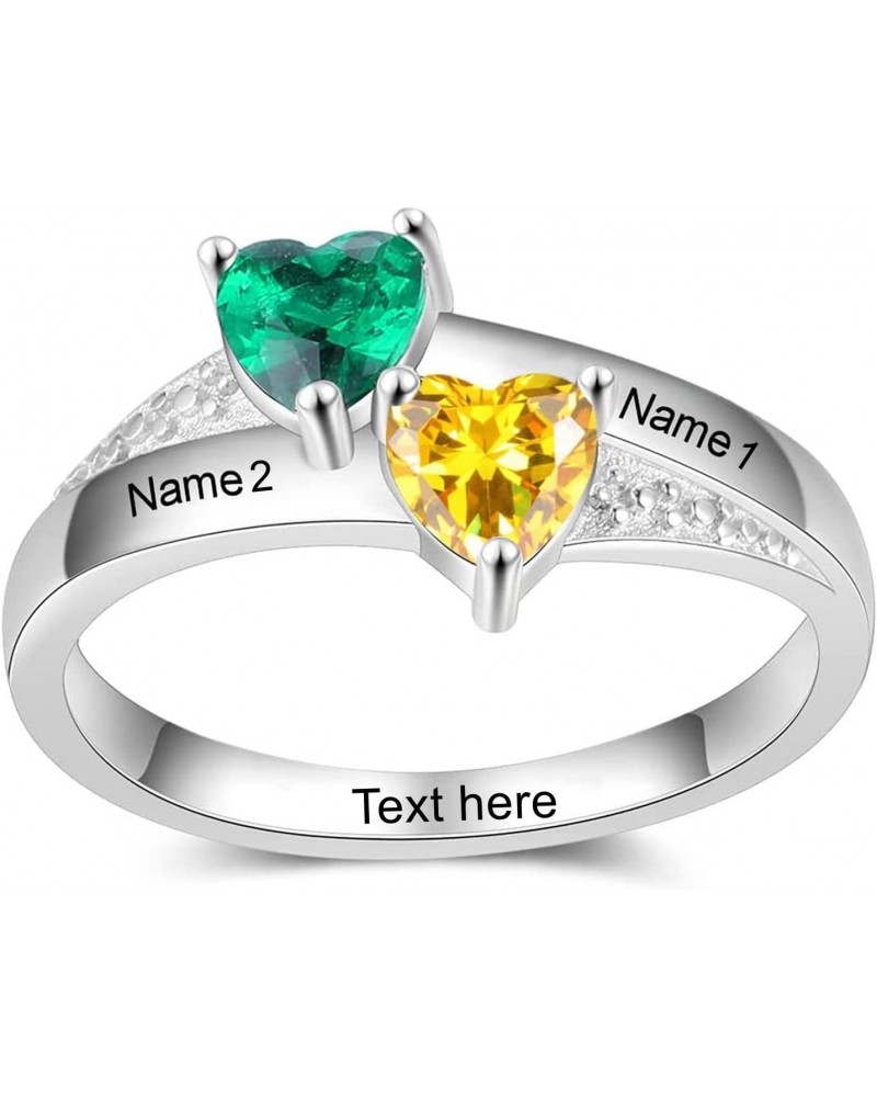 Personalised Promise Rings for Women Engraved 2-8 Names and Birthstones Heart Ring Ring for Grandmother Family Rings Gifts fo...