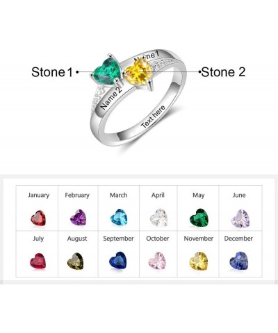 Personalised Promise Rings for Women Engraved 2-8 Names and Birthstones Heart Ring Ring for Grandmother Family Rings Gifts fo...