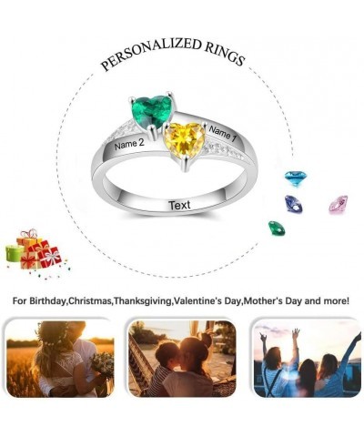 Personalised Promise Rings for Women Engraved 2-8 Names and Birthstones Heart Ring Ring for Grandmother Family Rings Gifts fo...