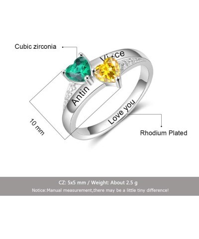 Personalised Promise Rings for Women Engraved 2-8 Names and Birthstones Heart Ring Ring for Grandmother Family Rings Gifts fo...