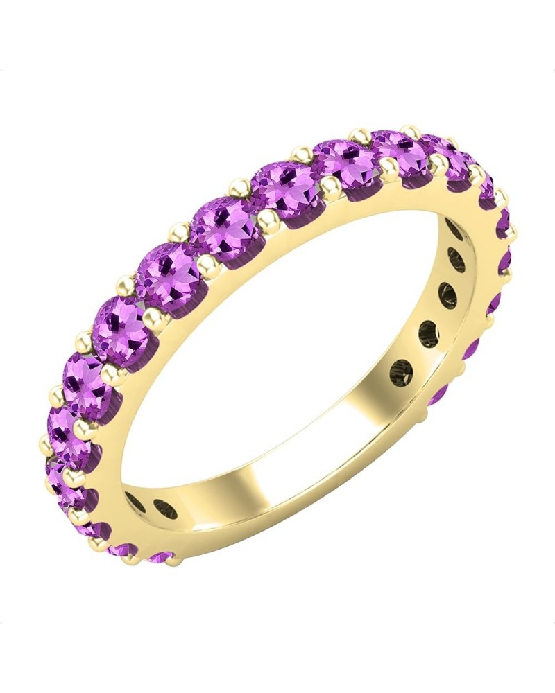 2.5 mm Round Gemstone Ladies Anniversary Eternity Stackable Wedding Band, 10K Yellow Gold Amethyst $160.83 Bracelets