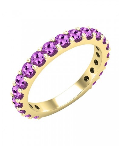 2.5 mm Round Gemstone Ladies Anniversary Eternity Stackable Wedding Band, 10K Yellow Gold Amethyst $160.83 Bracelets