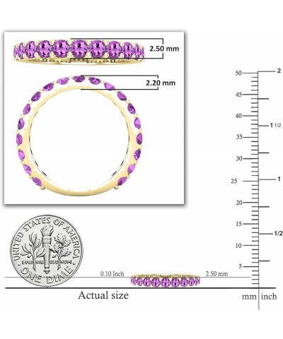 2.5 mm Round Gemstone Ladies Anniversary Eternity Stackable Wedding Band, 10K Yellow Gold Amethyst $160.83 Bracelets