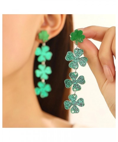 3 Pairs St. Patrick's Day Earrings for Women Girls, Irish Shamrock Acrylic Dangle Earrings Green Hat Clover Horseshoe Drop Ea...