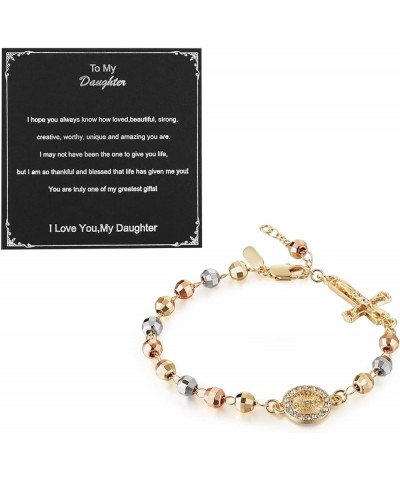 Virgin Mary Rosary Bead Cross Bracelet Virgin of Guadalupe Adjustable Link Bracelet for Women Girl Jewelry Gift To My Daughte...