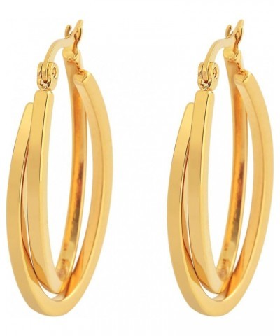 Edforce Women's Stainless Steel Overlapping Oval Hoop Earrings, (30mm) B: 18k Gold Plated (30mm) $8.82 Earrings