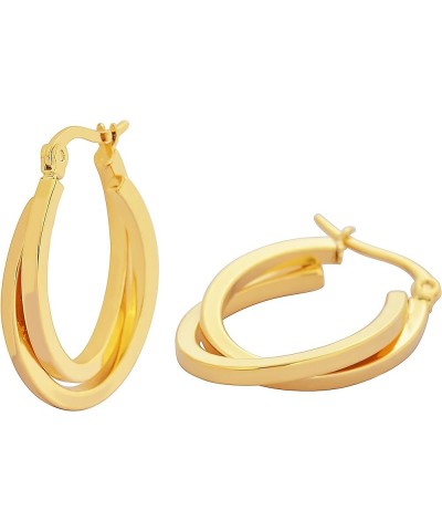 Edforce Women's Stainless Steel Overlapping Oval Hoop Earrings, (30mm) B: 18k Gold Plated (30mm) $8.82 Earrings