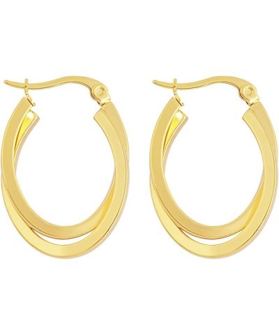 Edforce Women's Stainless Steel Overlapping Oval Hoop Earrings, (30mm) B: 18k Gold Plated (30mm) $8.82 Earrings