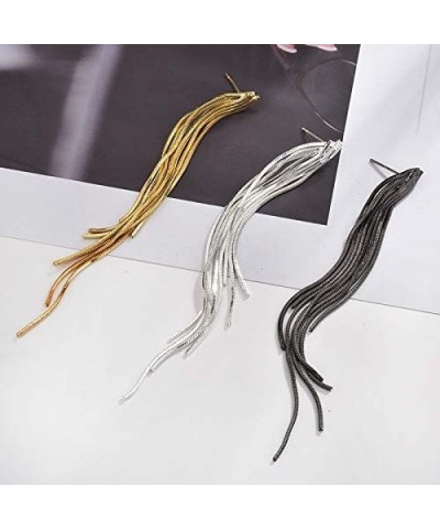 Long Tassel Dangle Drop Earrings Threader Glossy Arc Bar Fringe Chain for Women Girls Geometric Wedding Bridesmaid Jewelry Bl...