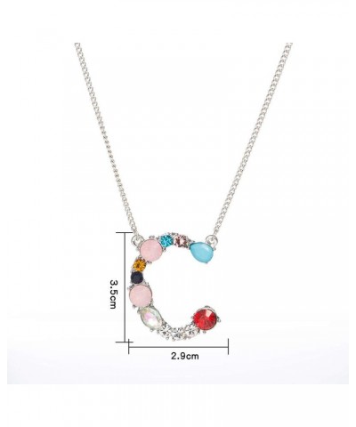 Large Initial Necklace for Girls Women in Colorful Rhinestone Silver Gold Plated 26 Letters Alphabet Pendant A-Z, 20"+2 Silve...