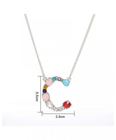 Large Initial Necklace for Girls Women in Colorful Rhinestone Silver Gold Plated 26 Letters Alphabet Pendant A-Z, 20"+2 Silve...