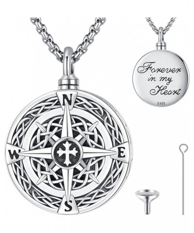 Urn Necklace for Ashes for Women/Men 925 Sterling Silver Cremation Jewelry w/Funnel Filler Memorial Jewelry Gifts D-Compass 2...