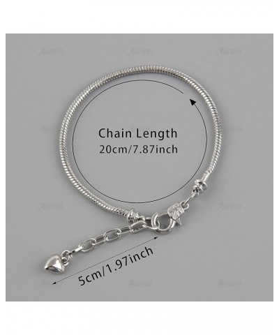 AUEAR, 10 Pack Silver Snake Chain Charm Bracelets with Heart Lobster Clasp Extender Chain Charm Bracelet for Jewelry Making 1...