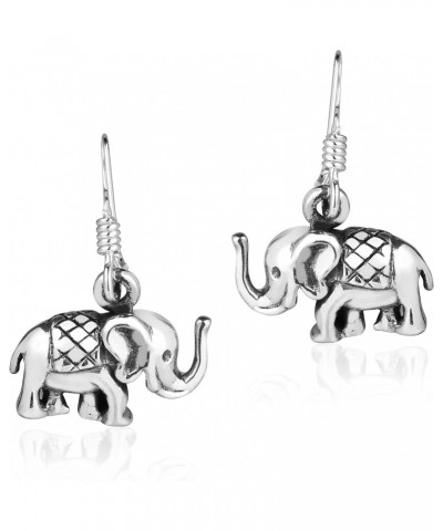 Dainty Mini Royal Thai Elephant .925 Sterling Silver Dangle Earrings | Animal Sterling Silver Dangle Earring for Women | Jewe...