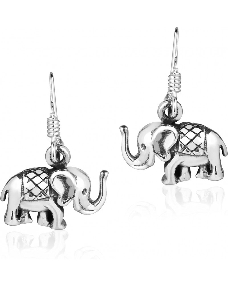 Dainty Mini Royal Thai Elephant .925 Sterling Silver Dangle Earrings | Animal Sterling Silver Dangle Earring for Women | Jewe...