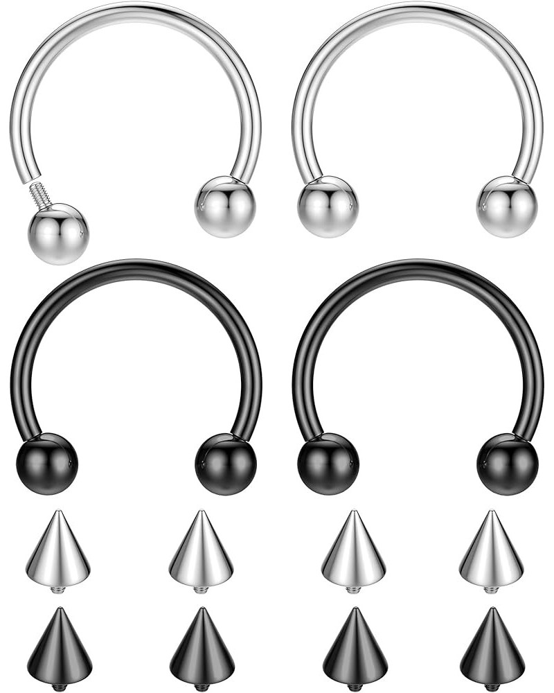 16G G23 Titanium Horseshoe Septum Rings Internally Threaded Nose Rings Hoop Helix Daith Cartilage Tragus Earrings Nipple Eyeb...