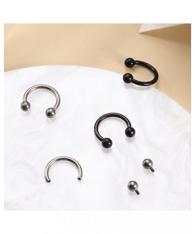 16G G23 Titanium Horseshoe Septum Rings Internally Threaded Nose Rings Hoop Helix Daith Cartilage Tragus Earrings Nipple Eyeb...