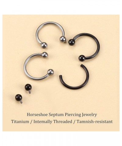 16G G23 Titanium Horseshoe Septum Rings Internally Threaded Nose Rings Hoop Helix Daith Cartilage Tragus Earrings Nipple Eyeb...