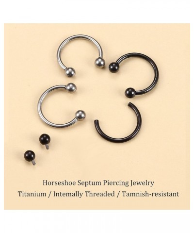 16G G23 Titanium Horseshoe Septum Rings Internally Threaded Nose Rings Hoop Helix Daith Cartilage Tragus Earrings Nipple Eyeb...