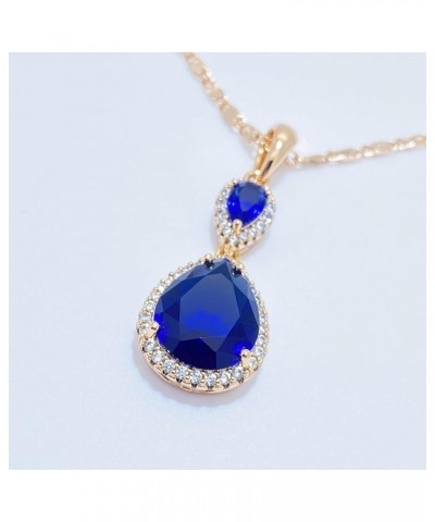 18K Gold Plated Zircon Gemstone Pendent Necklace, Gifts for Women Girls Sapphire Glacier - Blue $11.28 Necklaces