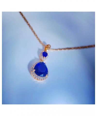 18K Gold Plated Zircon Gemstone Pendent Necklace, Gifts for Women Girls Sapphire Glacier - Blue $11.28 Necklaces