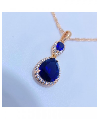 18K Gold Plated Zircon Gemstone Pendent Necklace, Gifts for Women Girls Sapphire Glacier - Blue $11.28 Necklaces