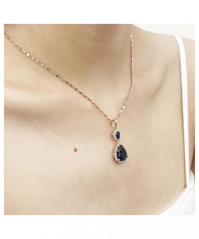 18K Gold Plated Zircon Gemstone Pendent Necklace, Gifts for Women Girls Sapphire Glacier - Blue $11.28 Necklaces