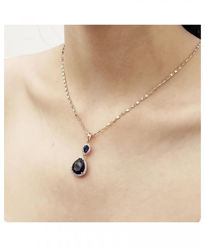 18K Gold Plated Zircon Gemstone Pendent Necklace, Gifts for Women Girls Sapphire Glacier - Blue $11.28 Necklaces