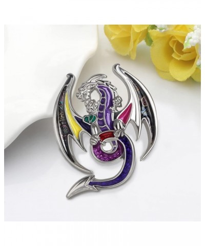 Enamel Funny Dragon Brooch Pins Zinc Alloy Fashion Jewelry Dinosaur Brooches for Women Girls Gifts Scarf Lapel Pin Charms Pur...