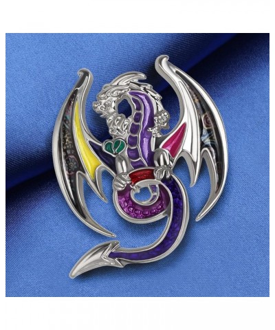 Enamel Funny Dragon Brooch Pins Zinc Alloy Fashion Jewelry Dinosaur Brooches for Women Girls Gifts Scarf Lapel Pin Charms Pur...