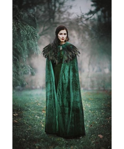 Feather Shawl for Women - Crow Feathers Collar Halloween Swan Cape Maleficent Witch Costume Accessories Green-2 $11.00 Necklaces