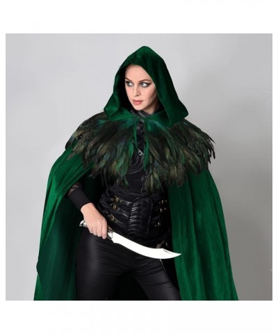 Feather Shawl for Women - Crow Feathers Collar Halloween Swan Cape Maleficent Witch Costume Accessories Green-2 $11.00 Necklaces