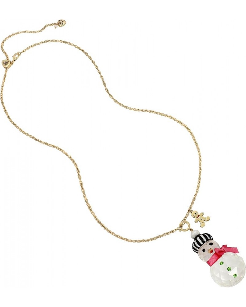 Womens Christmas Ornament Pendant Convertible Necklace One Size Snowman Crystal/Gold $19.44 Necklaces