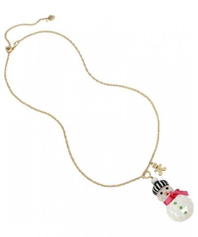 Womens Christmas Ornament Pendant Convertible Necklace One Size Snowman Crystal/Gold $19.44 Necklaces