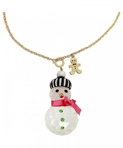 Womens Christmas Ornament Pendant Convertible Necklace One Size Snowman Crystal/Gold $19.44 Necklaces