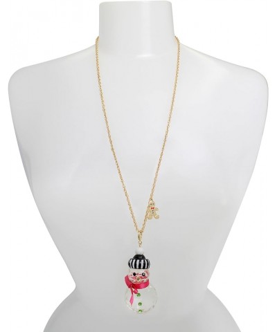 Womens Christmas Ornament Pendant Convertible Necklace One Size Snowman Crystal/Gold $19.44 Necklaces