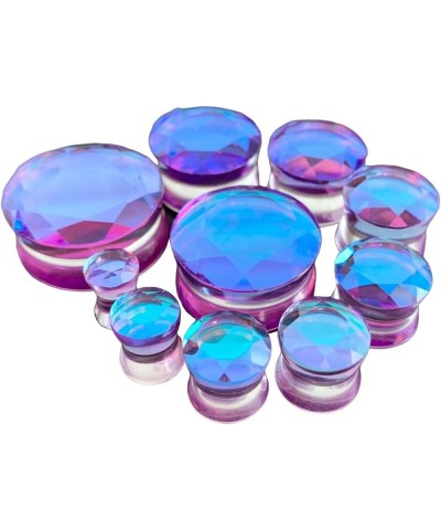 PAIR of Beautiful Faceted Mermaid Iridescent Glass Double Flare Plugs Gauges - Body Jewelry 11mm (7/16") $11.73 Body Jewelry