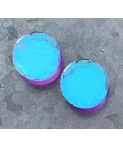 PAIR of Beautiful Faceted Mermaid Iridescent Glass Double Flare Plugs Gauges - Body Jewelry 11mm (7/16") $11.73 Body Jewelry