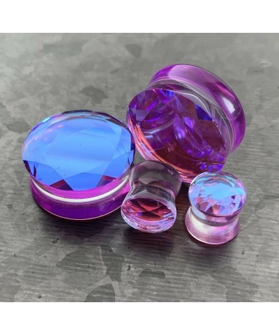 PAIR of Beautiful Faceted Mermaid Iridescent Glass Double Flare Plugs Gauges - Body Jewelry 11mm (7/16") $11.73 Body Jewelry